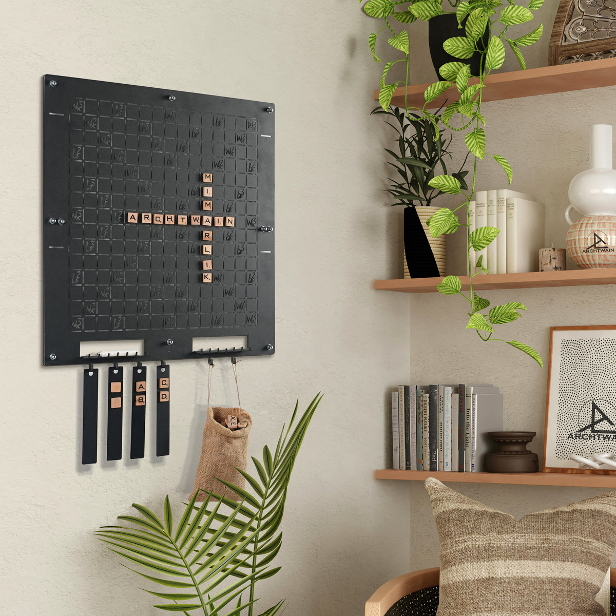 Dark Scrabble Wall Game – Luxury Wall Word Play & Modern Decor – archtwain