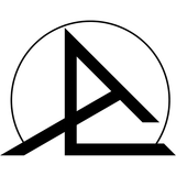 Stylized black logo featuring letters A and E within a circular design, representing modern branding.