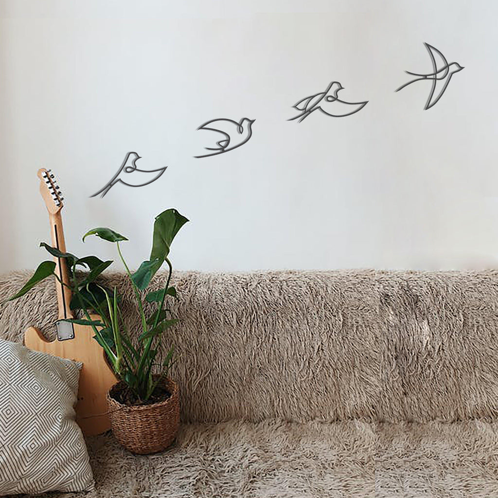 Metal duvar dekor-archtwain-Birds Wall Art Set-home office decorations
