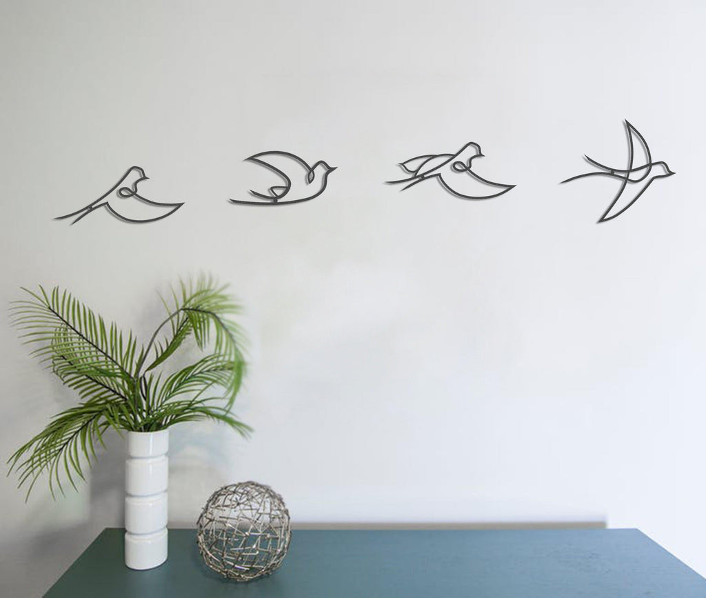 Metal duvar dekor-archtwain-Birds Wall Art Set-home office decorations