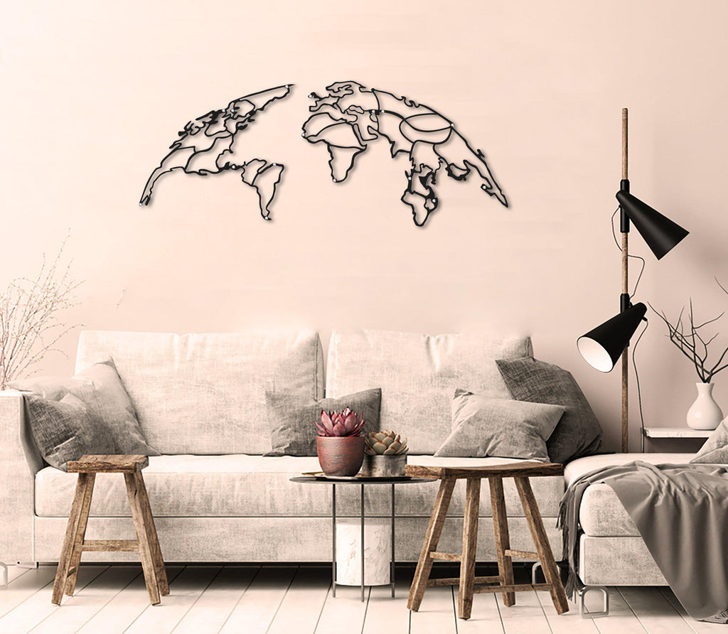 Metal duvar dekor-archtwain-Globe - Metal World Map-home office decorations