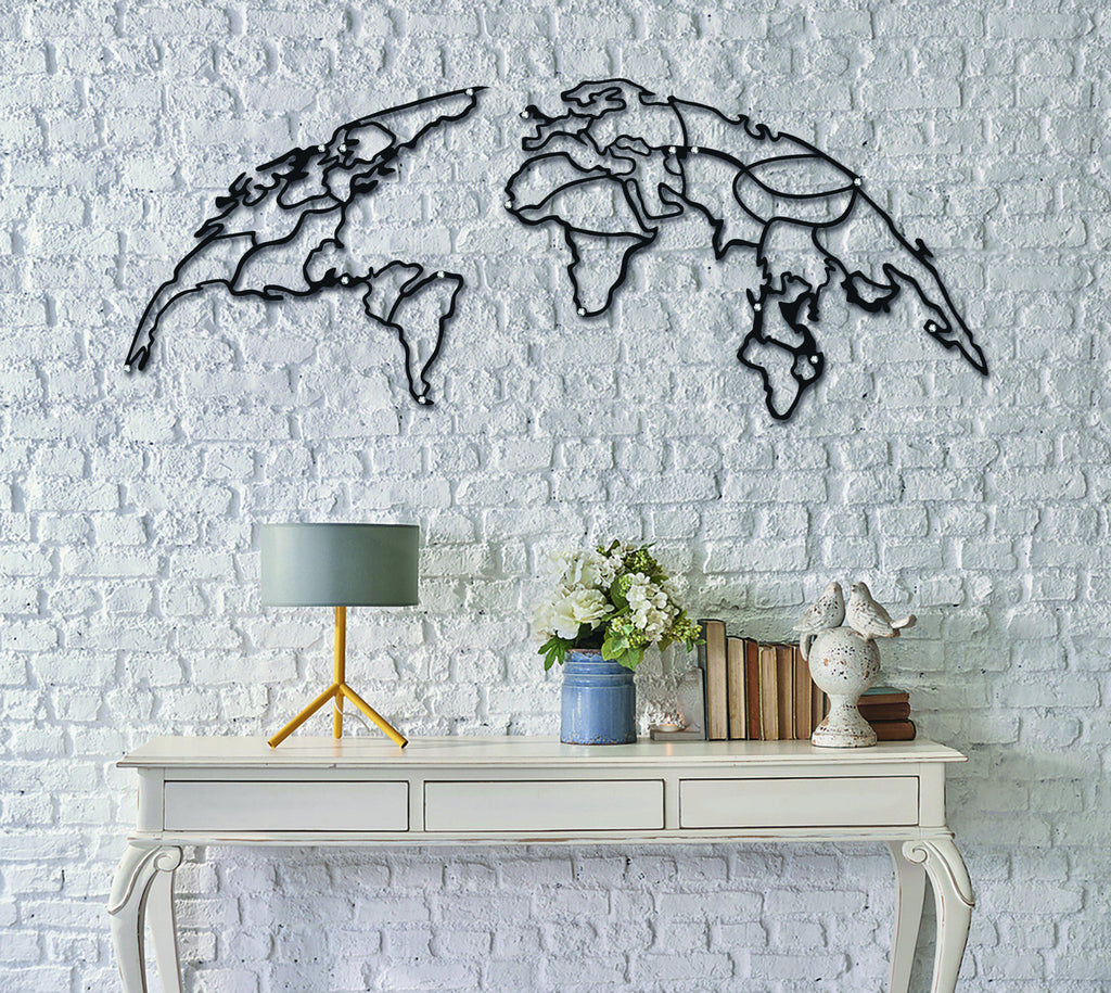 Metal duvar dekor-archtwain-Globe - Metal World Map-home office decorations