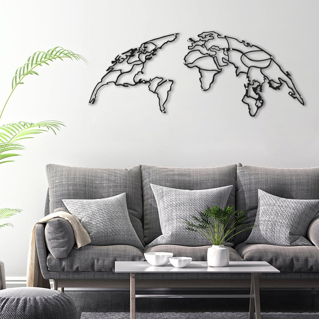Metal duvar dekor-archtwain-Globe - Metal World Map-home office decorations