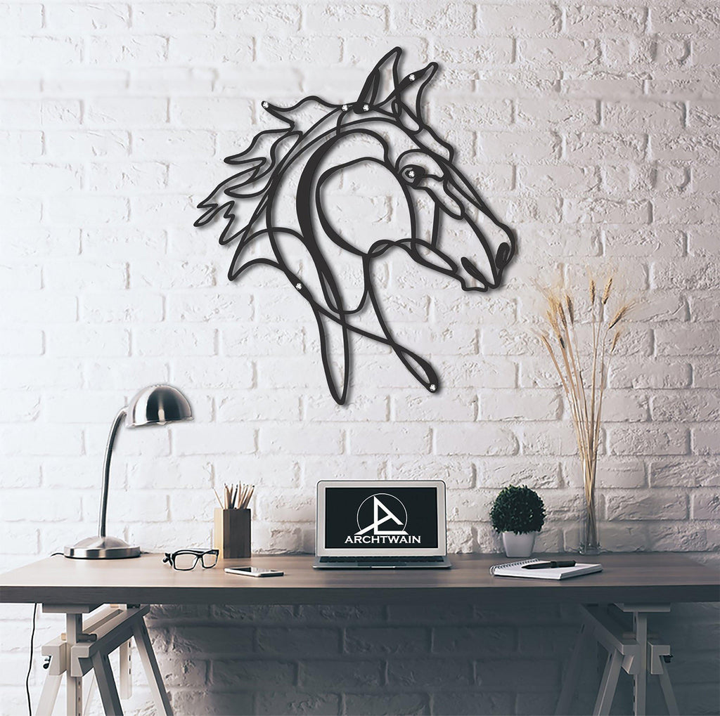 Metal duvar dekor-archtwain-Horse - Metal Wall Art-home office decorations