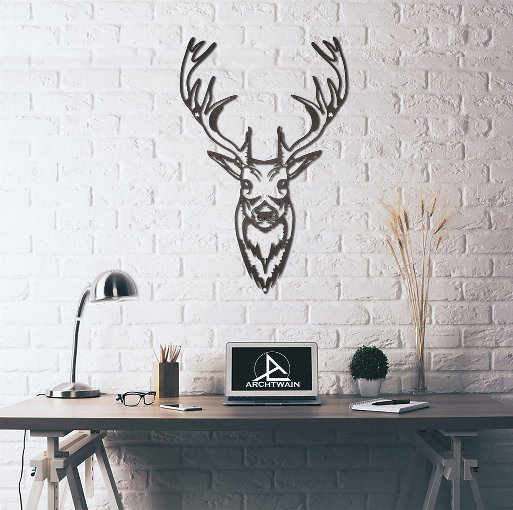 Metal duvar dekor-archtwain-Stag - Metal Wall Art-home office decorations