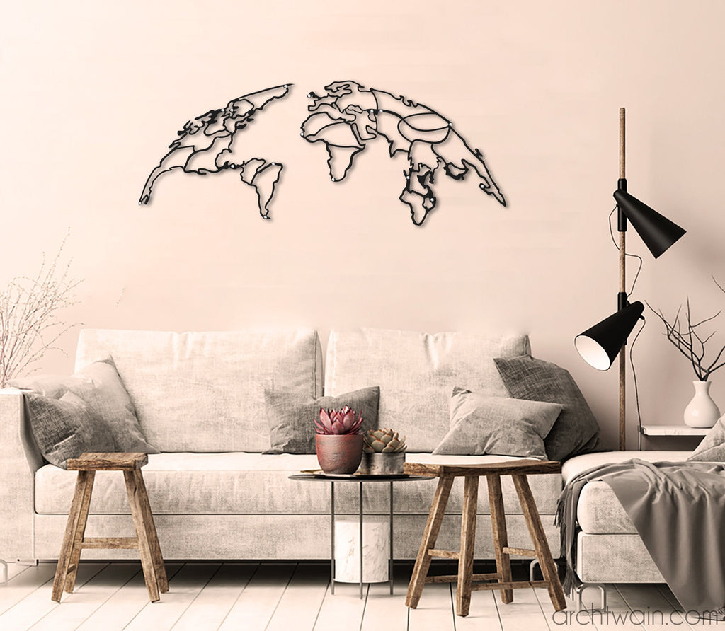 Archtwain - Globe Dünya Haritası-Metal duvar dekoru-www.archtwain.com -