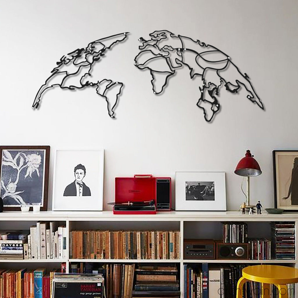 Archtwain - Globe Dünya Haritası-Metal duvar dekoru-www.archtwain.com -