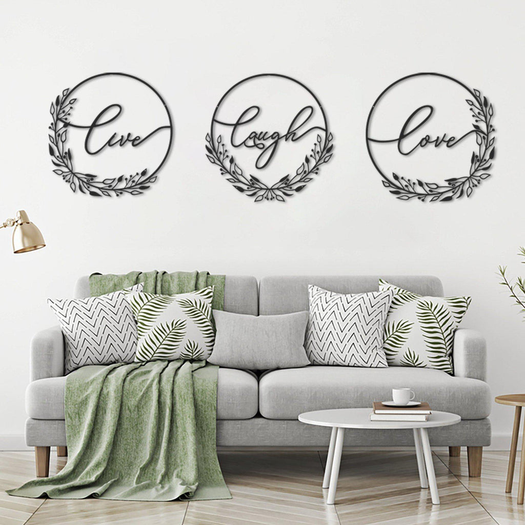 floral arts-archtwain-Live Love Laugh - Metal Wall Art-home office decorations